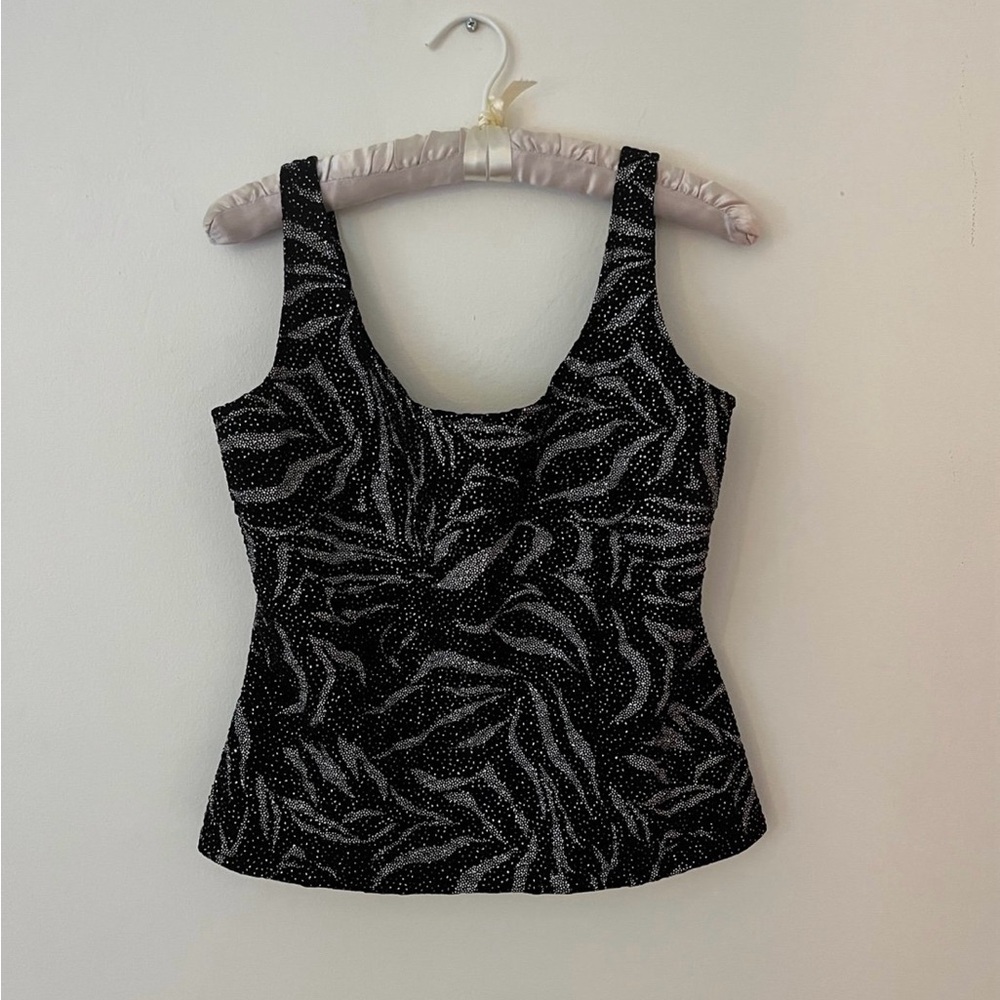 Alex Evenings Black Silver Sparkle Square-Neck Camisole